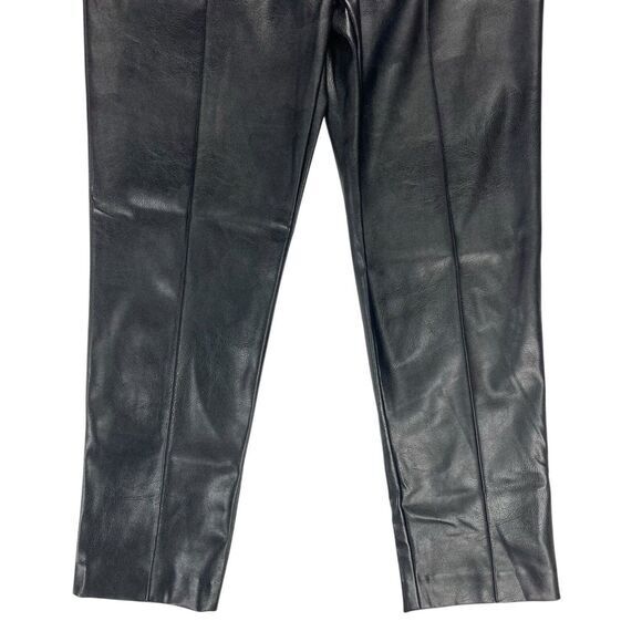 Ted Baker Pants Womens 2 Black Faux Leather Hi Waist Pleated Belted Classic NEW - Picture 5 of 16
